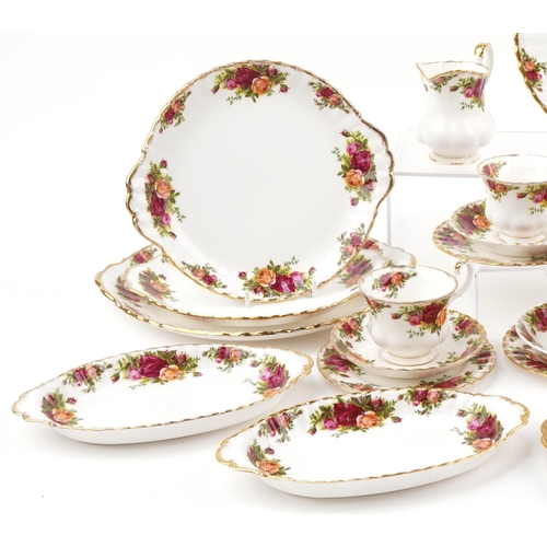 2137 - Royal Albert Old Country Roses dinner and teaware including trios and meat plate, the largest 34cm w... 