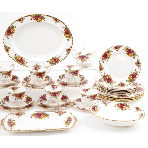 2137 - Royal Albert Old Country Roses dinner and teaware including trios and meat plate, the largest 34cm w... 