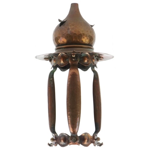 51 - Arts & Crafts copper light fitting, 36cm high