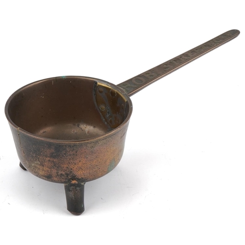 1170 - 17th Century bronze skillet for Rob Street & Co, 42cm in length