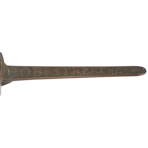 1170 - 17th Century bronze skillet for Rob Street & Co, 42cm in length