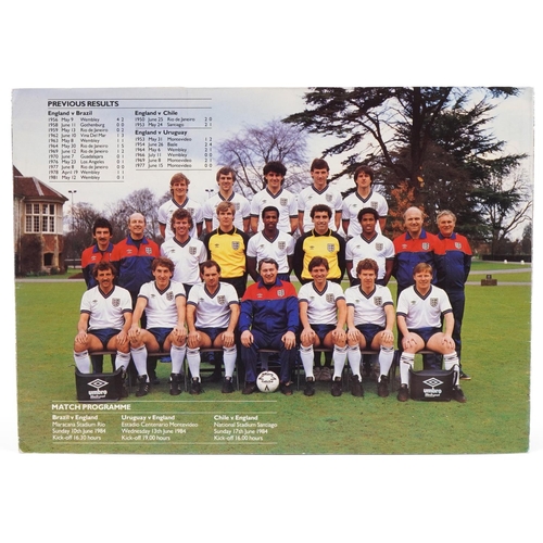 1397 - Signed presentation brochure for the England Tour of South America June 1984 including Bobby Robson,... 