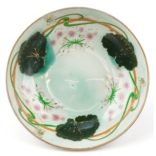 358 - Walter Slater for Shelley lustre bowl decorated with leaves and flowers, signature to base, 31cm in ... 