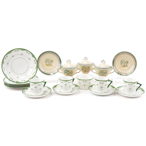 380 - Foley art china teaware and Royal Doulton Congress pattern soup tureens and covers, the largest 20cm... 