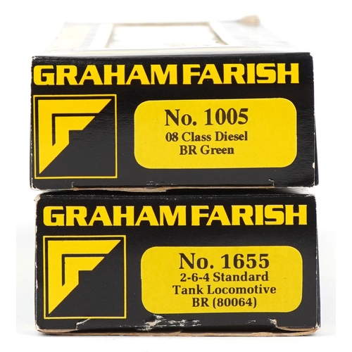 2332 - Two Graham Farish N gauge model railway locomotives with boxes, numbered 1005 and 1655