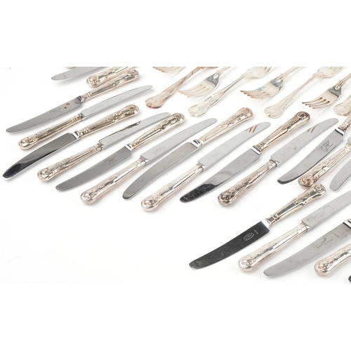 2284 - Large collection of silver plated King's pattern cutlery including table forks, knives, spoons and l... 