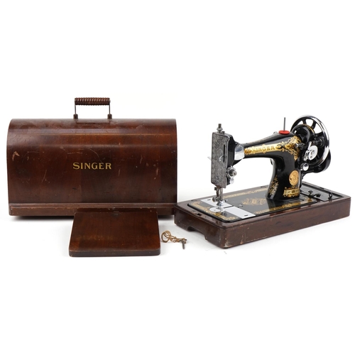 2305 - Victorian mahogany cased Singer sewing machine, model number EC609200