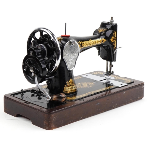 2305 - Victorian mahogany cased Singer sewing machine, model number EC609200