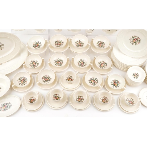 2140 - Large collection of Wedgwood Conway dinner and teaware including teapot, lidded tureen, dinner plate... 