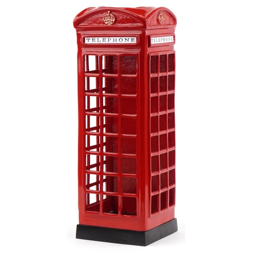 2170 - Painted metal flower stand in the form of a telephone box, 57cm high