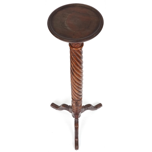 729 - Late 20th century hardwood torchère stand, 138cm high