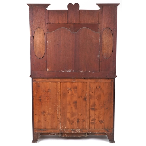 543 - Edwardian Arts & Crafts walnut mirror back sideboard, 195cm H x 121cm W x 46cm D