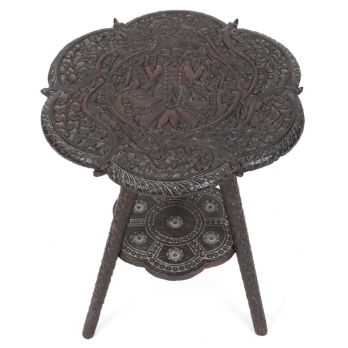 541 - Late 19th century profusely carved oak tripod occasional table, possibly Flemish, 51cm high x 41cm i... 