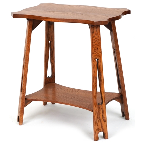 548 - Early 20th century Arts & Crafts oak occasional table, possibly Glasgow School, with pierced support... 