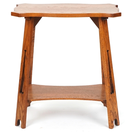 548 - Early 20th century Arts & Crafts oak occasional table, possibly Glasgow School, with pierced support... 