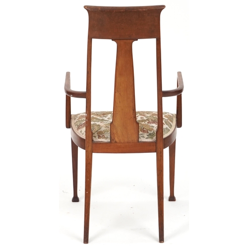 591 - Early 20th century Arts & Crafts mahogany framed open armchair, retailed by Liberty & Co, London, wi... 