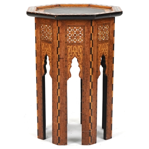 535 - Late 19th/early 20th century Syrian M.o.P. inlaid octagonal table, possibly retailed by Liberty & Co... 