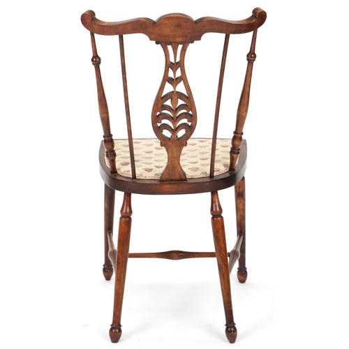 679 - Edwardian beech framed bedroom chair, 89cm H x 44cm W x 45cm D