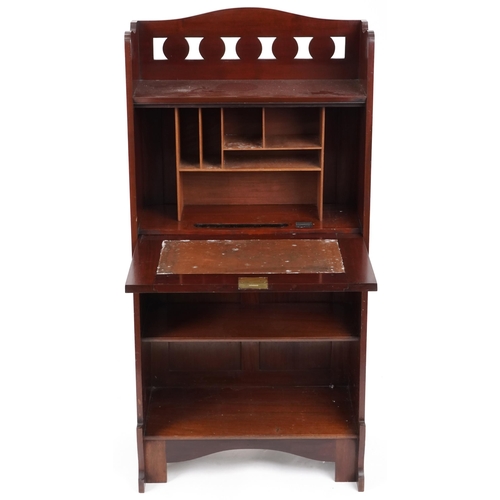 554 - Edwardian Arts & Crafts ladies writing bureau by Shapland & Petter, the fall front with inlaid decor... 