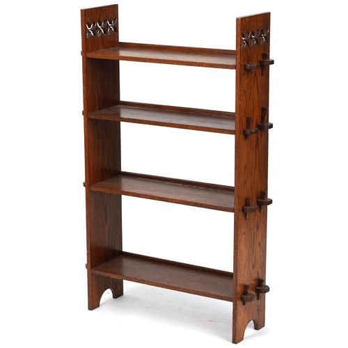 575 - Early 20th century Arts & Crafts oak four tier bookcase, 112cm H x 72cm W x 21cm D