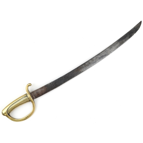 2609 - French AN X1 Briquet sword with steel blade and brass grip, 74cm in length