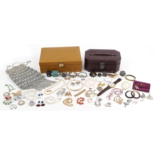 3573 - Vintage and later jewellery, some silver, including christening bracelets, simulated pearl necklaces... 