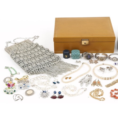 3573 - Vintage and later jewellery, some silver, including christening bracelets, simulated pearl necklaces... 