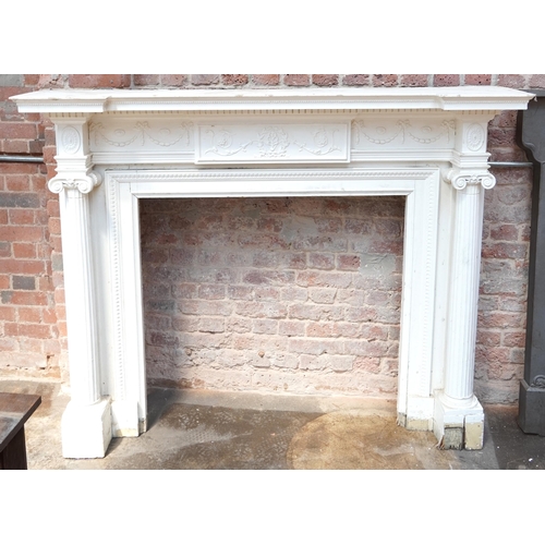 651 - Edwardian cream painted pine fire surround, 136cm high x 175cm wide