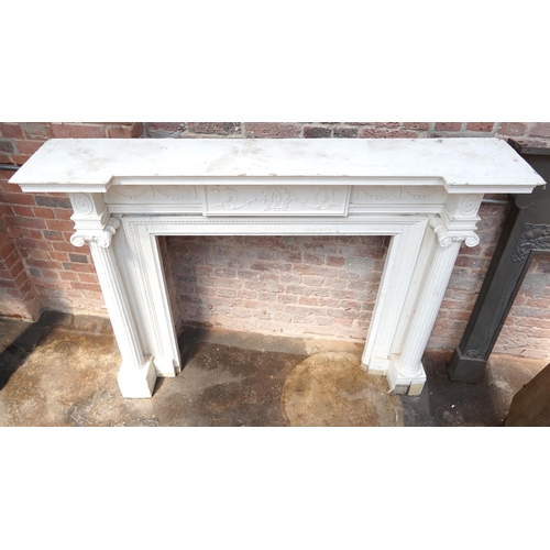 651 - Edwardian cream painted pine fire surround, 136cm high x 175cm wide