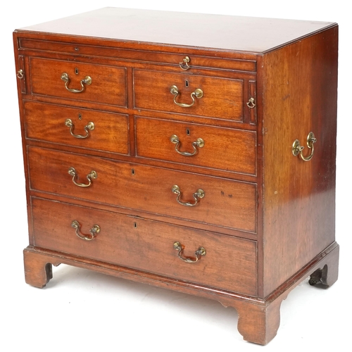 659 - George III mahogany bachelors chest of four short and two long drawers, 91cm H x 95cm W x 54cm D