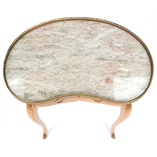 658A - 20th century Louis XV style kidney shaped marble top occasional table, 74cm H x 51cm W x 32cm D