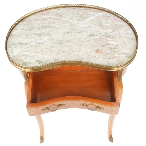 658A - 20th century Louis XV style kidney shaped marble top occasional table, 74cm H x 51cm W x 32cm D