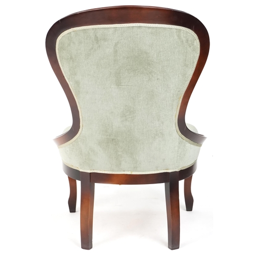 671 - Late 20th century mahogany framed ladies salon chair, 91cm H x 56cm W x 60cm D