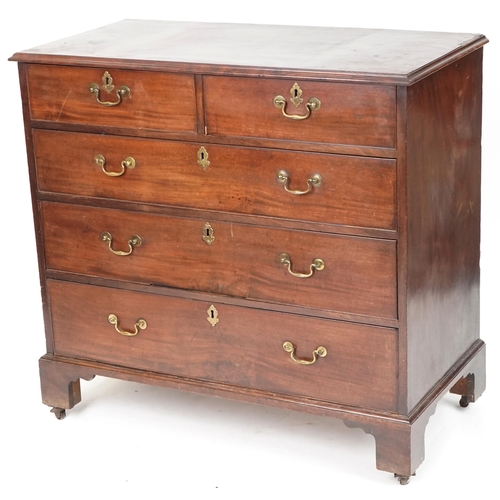 663 - Early 19th century mahogany chest of two short and three long drawers, 104cm H x 110cm W x 55cm D