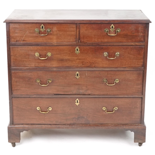 663 - Early 19th century mahogany chest of two short and three long drawers, 104cm H x 110cm W x 55cm D