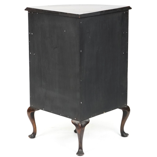 737 - Early 20th century Queen Anne style walnut bow front corner cabinet, 82cm H x 64cm W x 41cm D