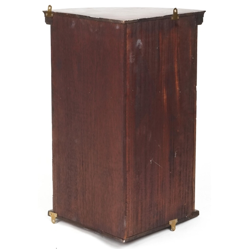 669 - Late 20th century hardwood bow front hanging corner cabinet, 66cm H x 46cm W x 36cm D