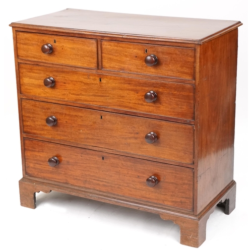 654 - Victorian mahogany chest of two short and three long drawers, 105cm H x 109cm W x 57cm D