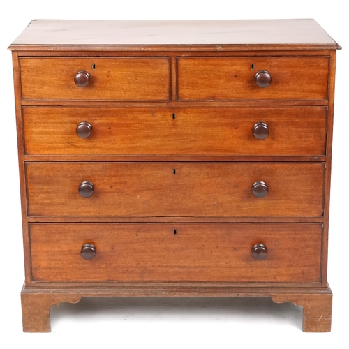 654 - Victorian mahogany chest of two short and three long drawers, 105cm H x 109cm W x 57cm D