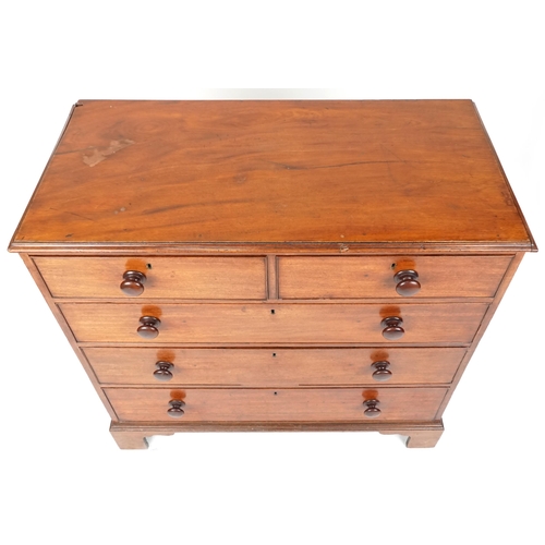 654 - Victorian mahogany chest of two short and three long drawers, 105cm H x 109cm W x 57cm D