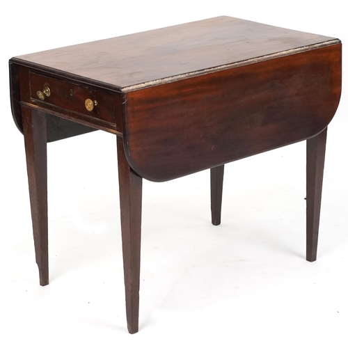 667 - Victorian mahogany drop flap table fitted with a drawer, 64cm H x 96cm W x 78cm D