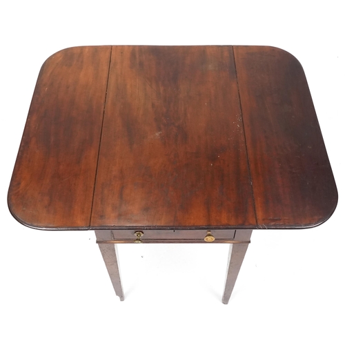 667 - Victorian mahogany drop flap table fitted with a drawer, 64cm H x 96cm W x 78cm D