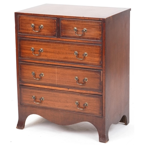 714 - Late 20th century George III style mahogany chest of two short and three long drawers, 75cm H x 63cm... 