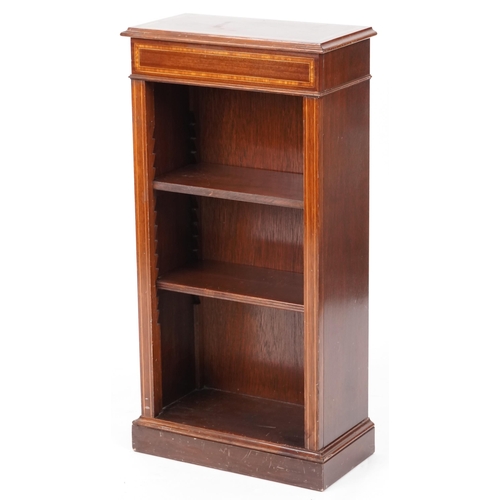 713 - Late 20th century mahogany narrow bookcase, 94cm H x 47cm W x 24cm D