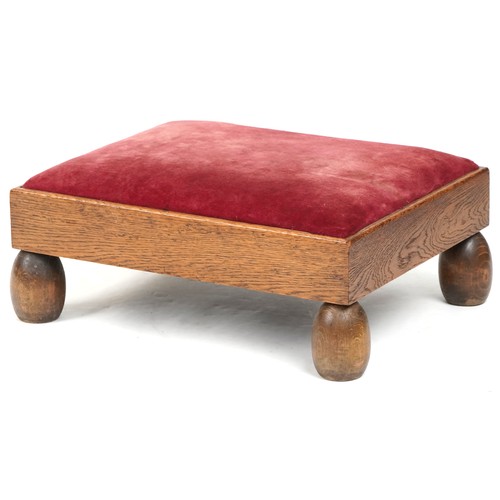 577 - Early 20th century oak rectangular footstool, 20cm H x 45cm W x 35cm D