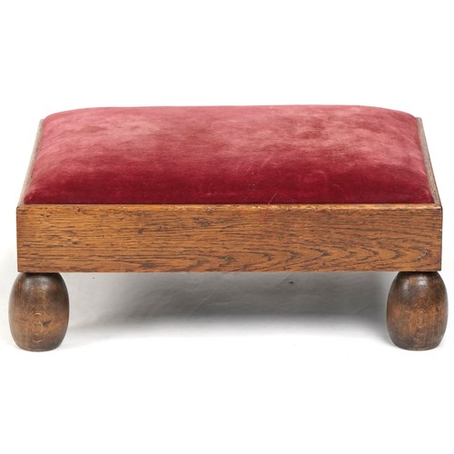 577 - Early 20th century oak rectangular footstool, 20cm H x 45cm W x 35cm D