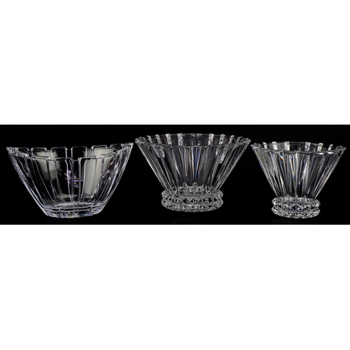 529 - Two Rosenthal fluted clear glass bowls together with a Waterford Crystal Marquis clear glass bowl, t... 