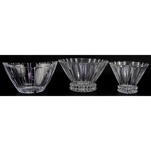 529 - Two Rosenthal fluted clear glass bowls together with a Waterford Crystal Marquis clear glass bowl, t... 