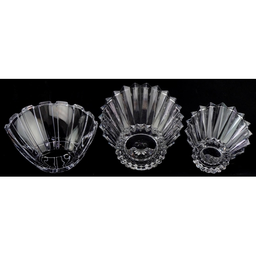 529 - Two Rosenthal fluted clear glass bowls together with a Waterford Crystal Marquis clear glass bowl, t... 