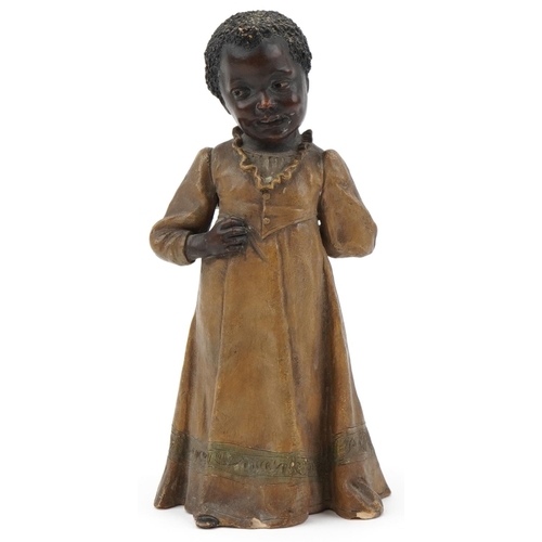 1251 - Victorian Austrian terracotta Blackamoor child impressed Wein, 26cm high